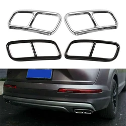 2Pcs Car Rear Bumper Exhaust Muffler Tail Pipe Decorative Cover Trim For Audi Q7 2016 2017 2018 2019 Stainless Steel