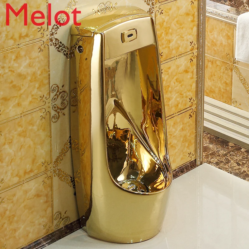 Vertical Intelligent Induction European Gold Urine Cup Men's Wall-Mounted Floor Urinal Ceramic Urinal Funnel Urinal