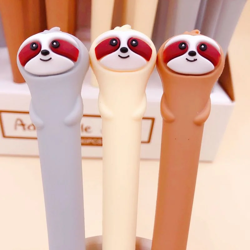 3pcs/set Korean Stationery Soft Silicone Gel Pen Novelty Otter Cartoons Cute Animal 0.5mm Black Ink Pen School Office Suppliers