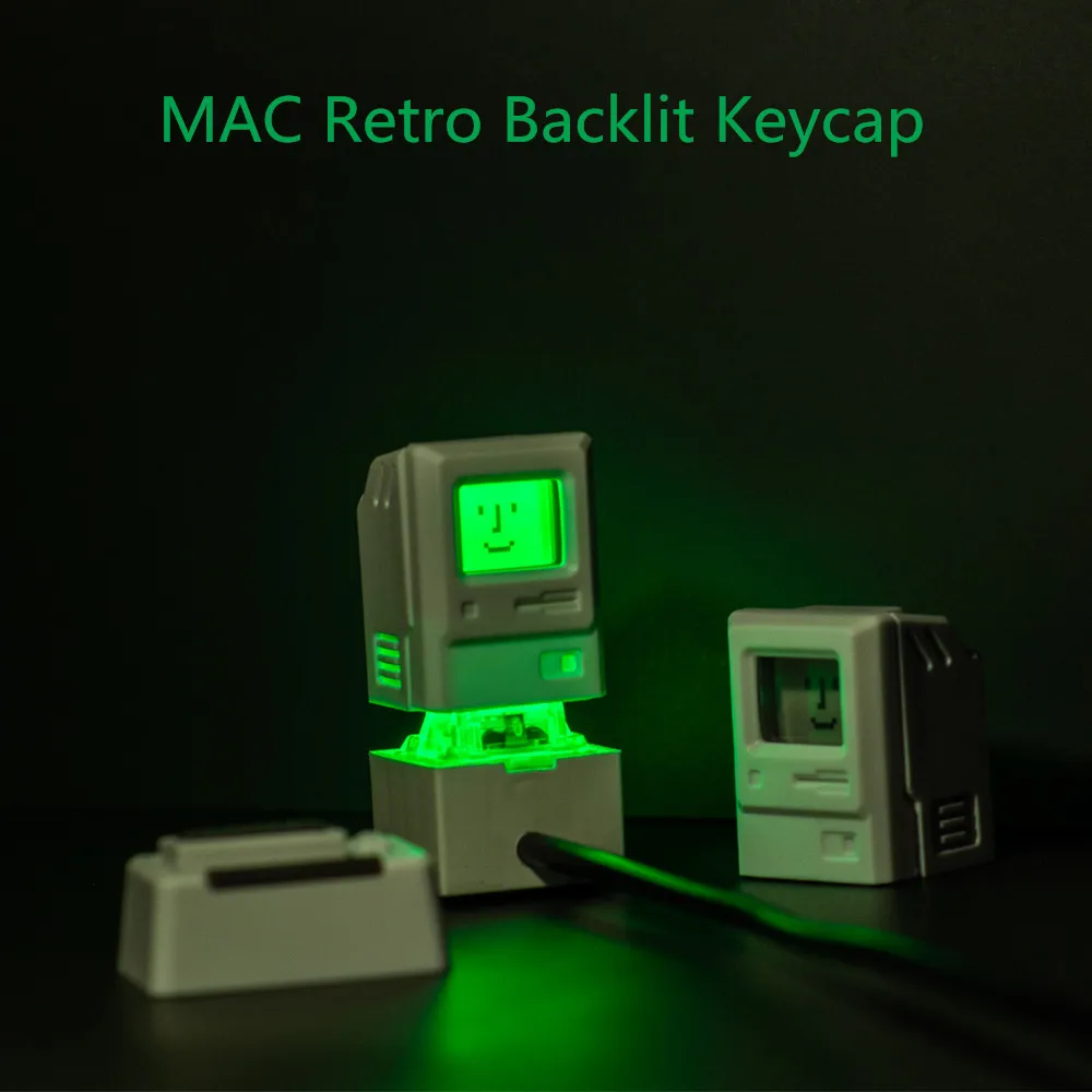 

Механическая клавиатура 80-х годов MAC Macintosh в стиле ретро, индивидуальная колпачок с подсветкой, белый ESC и колпачки для клавиш вкладки 1,5U