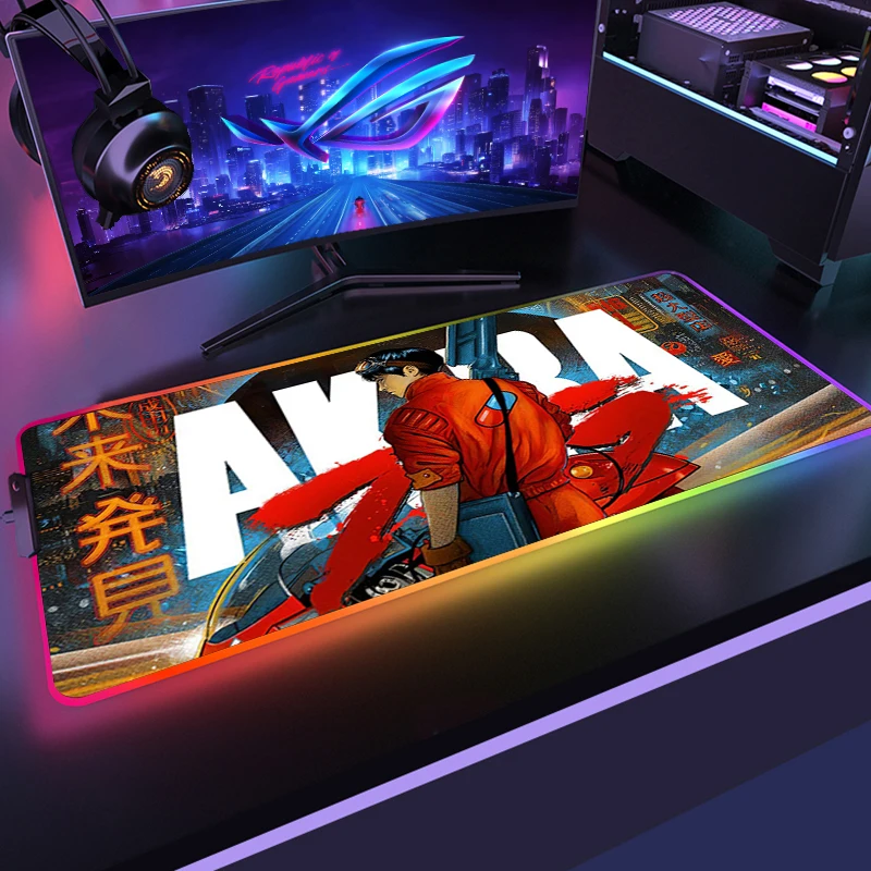 Imagem -02 - Anime Akira Rgb Gaming Xxl Mouse Pad Mousepad Grande Legal Mause Almofada Teclado Mesa Tapete Jogo de Borracha sem Deslizamento Led Mouse Esteira Gamer