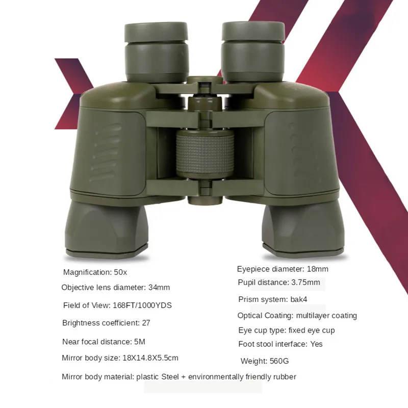 Imagem -06 - Binóculos Poderosos de Longo Alcance 50x50 hd 2000m Dobrável Mini-telescópio Bak4 Fmc Uso para Caça Acampamento ao ar Livre Viagem