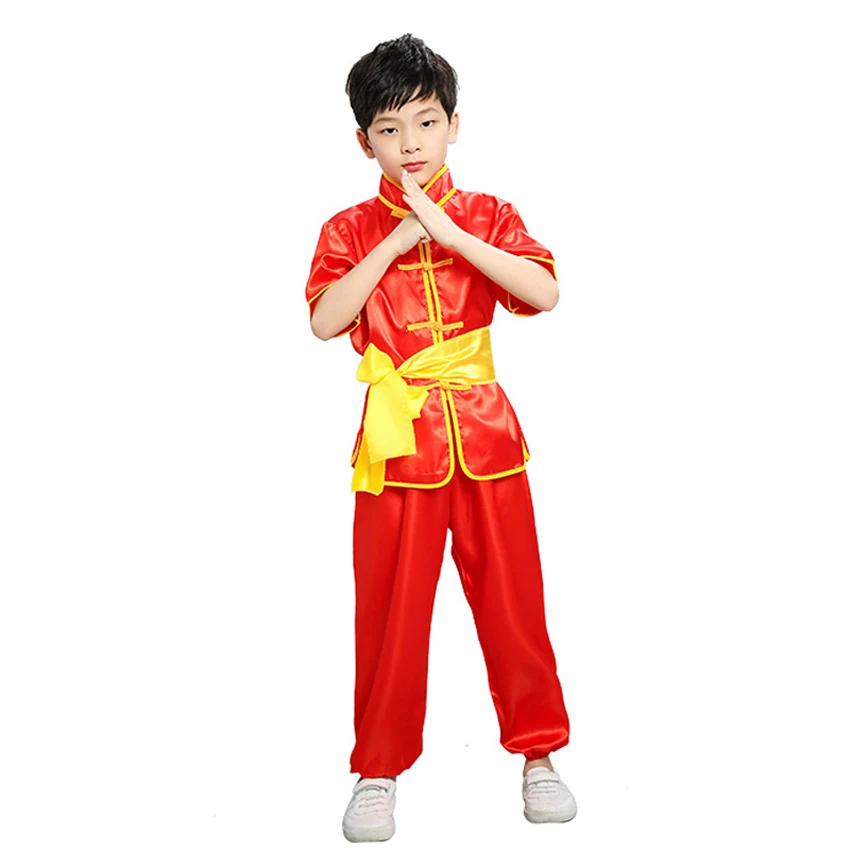 100-180cm Chinese Traditional New Year Costumes Wushu Kung Fu Uniform Children Adult Man Boys Tang Suit Taekwondo Performance