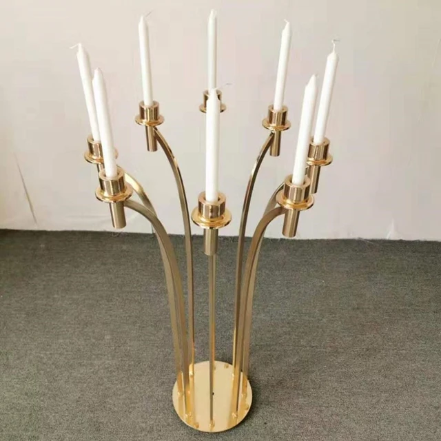 5pcs)8 arms metal wedding table centerpiece round candelabra candle holder  yudao1301