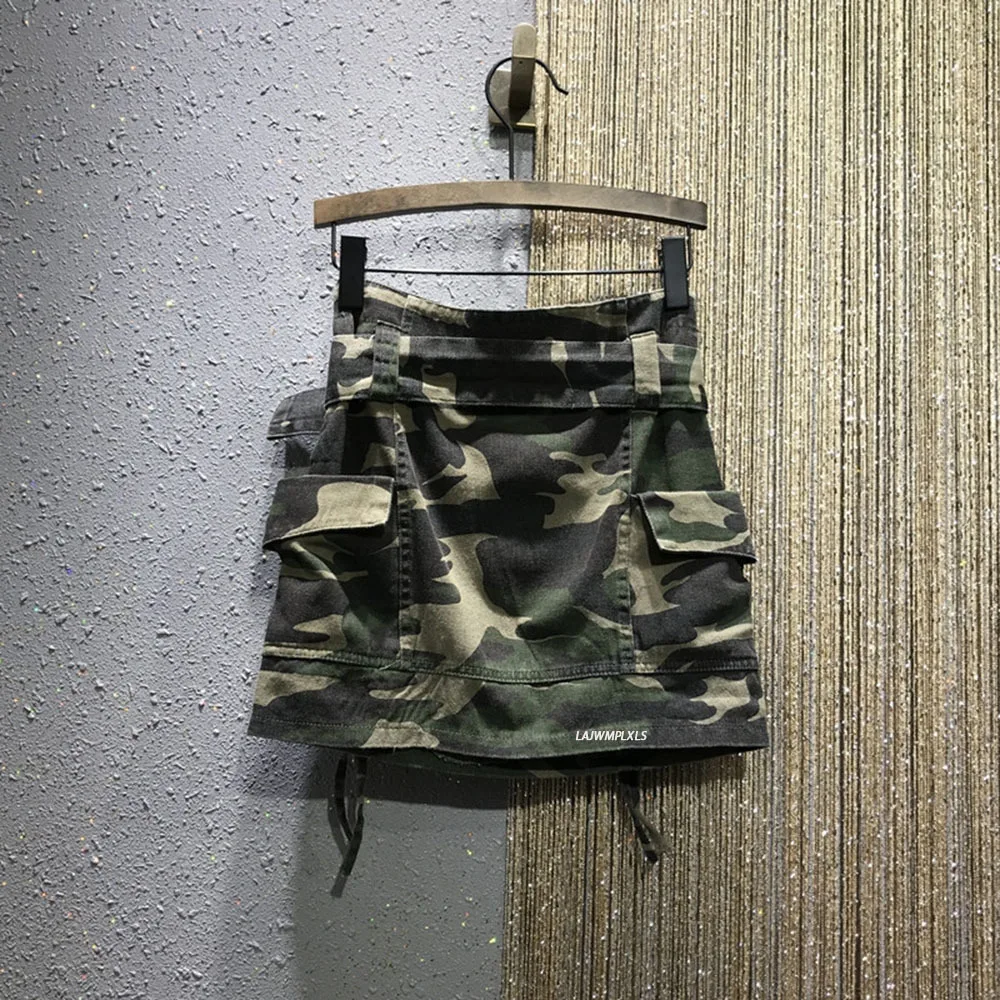 

Woman Military Camouflage Women's Short skirt trousers High Waist Shorts Cotton slim Casual Women Mini skirt with belt