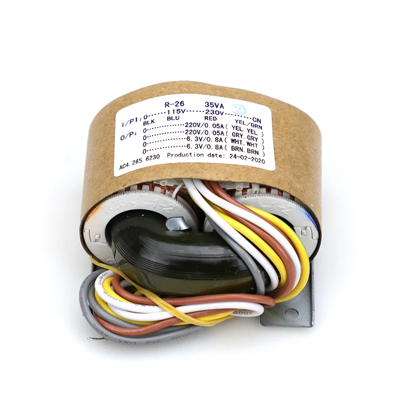 SUQIYA-R-26 Transformador OFC, 35VA Dual, 220V0.05A, 6.3V0.8A, 35W, R-Type, suporta entrada 115V e 230V