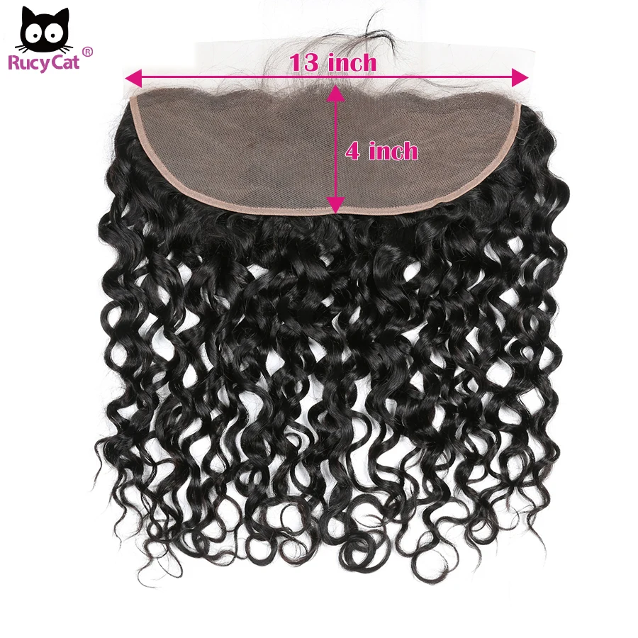 RucyCat-malla Frontal de encaje transparente para mujeres negras, cabello humano ondulado brasileño, 13x4, HD