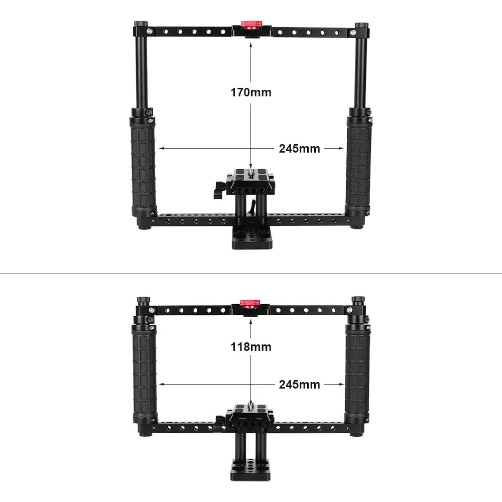 HDRiG C70 Kurungan Kamera Dslr Frame Penuh Genggam Dapat Disesuaikan dengan Pelat Dudukan Tripod untuk Canon Sony Nikon Panasonic Fujifilm