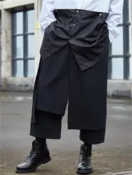 Homens de perna larga calça saia outono inverno novo japonês brunet cabelo estilista yamamoto vento hip hop casual grande saia calça irregular