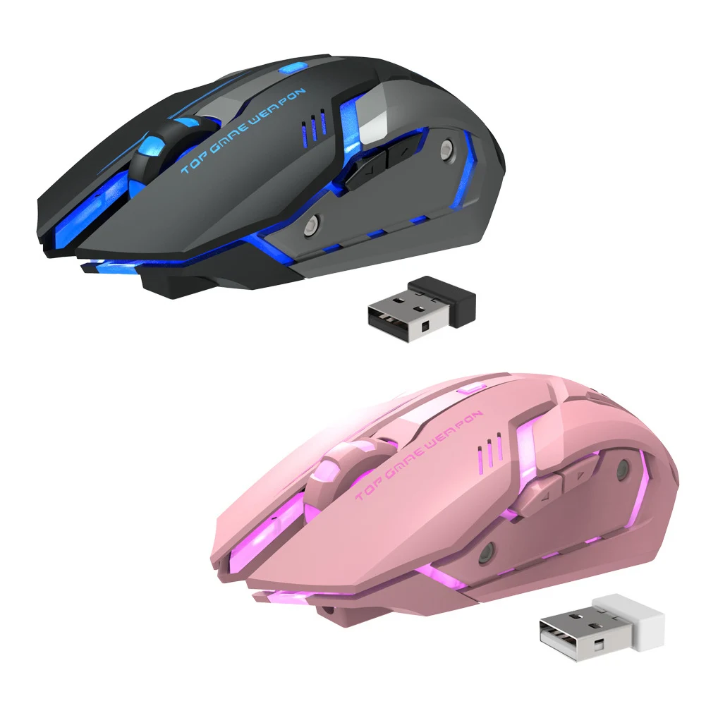 Pink Black Three Mode T1 Ergonomic 2.4G Rechargeable Mouse for PC Computer Silent Backlit USB Optical Wireless Gaming Mouse