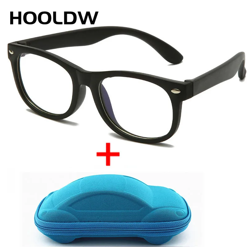 HOOLDW New Anti blue Light Kids Glasses Boys Girls Optical Frame Computer Transparent Glasses Children Silicone Soft Eyeglasses