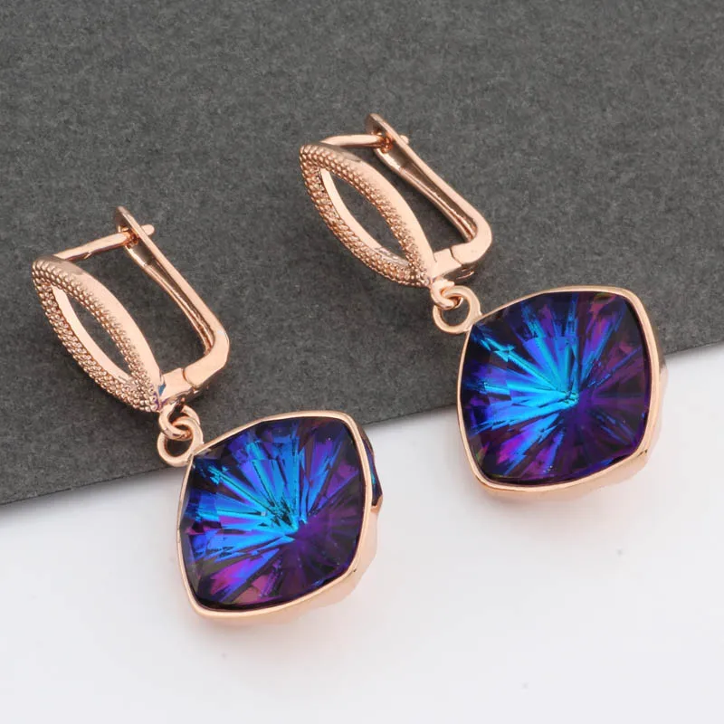 New 2022 Trend 585 Rose Gold Color Dangle Earrings Engagement Wedding Party Gift Romantic Fashion Jewelry For Women Big Earrings image 2