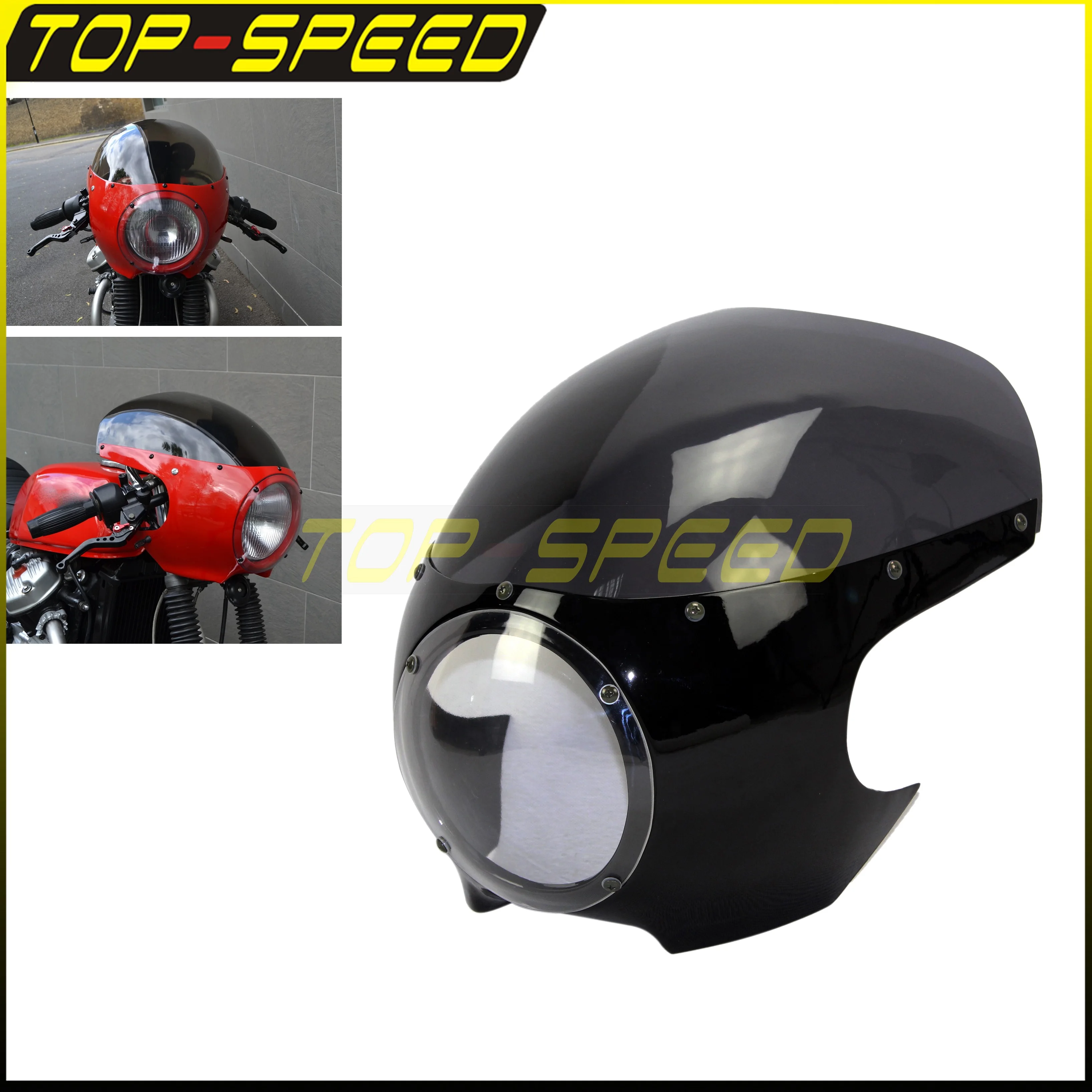 

Universal 5 3/4" Cafe Racer Headlight Fairing Custom Classic Club Style Headlamp Fairing for Honda Suzuki Scrambler BMW XS650 XL