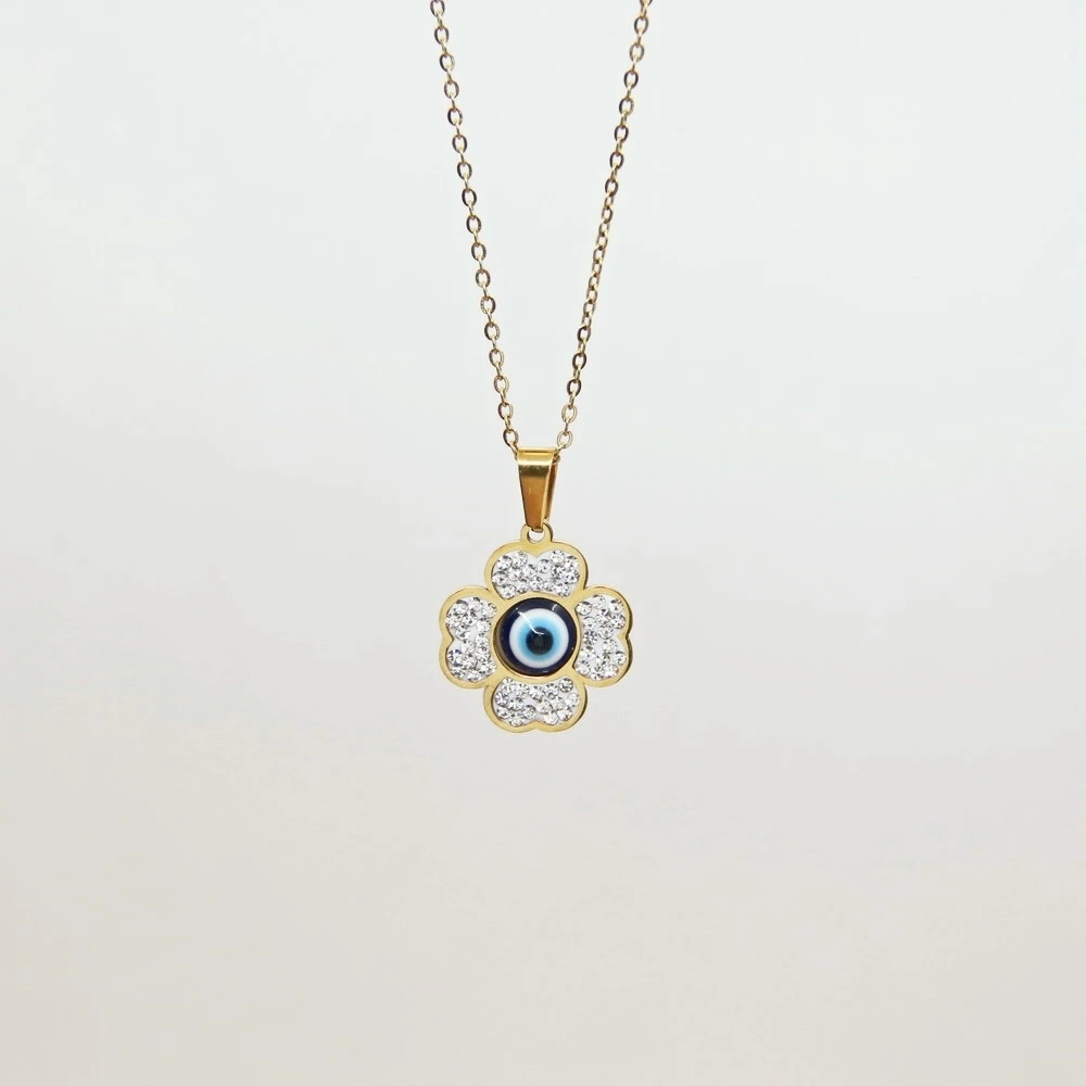 Stainless Steel Evil Eye Necklace For Women New Designers Heart Crown Four Clover Pendant Aesthetic Jewelry Charm Goth Wholesale