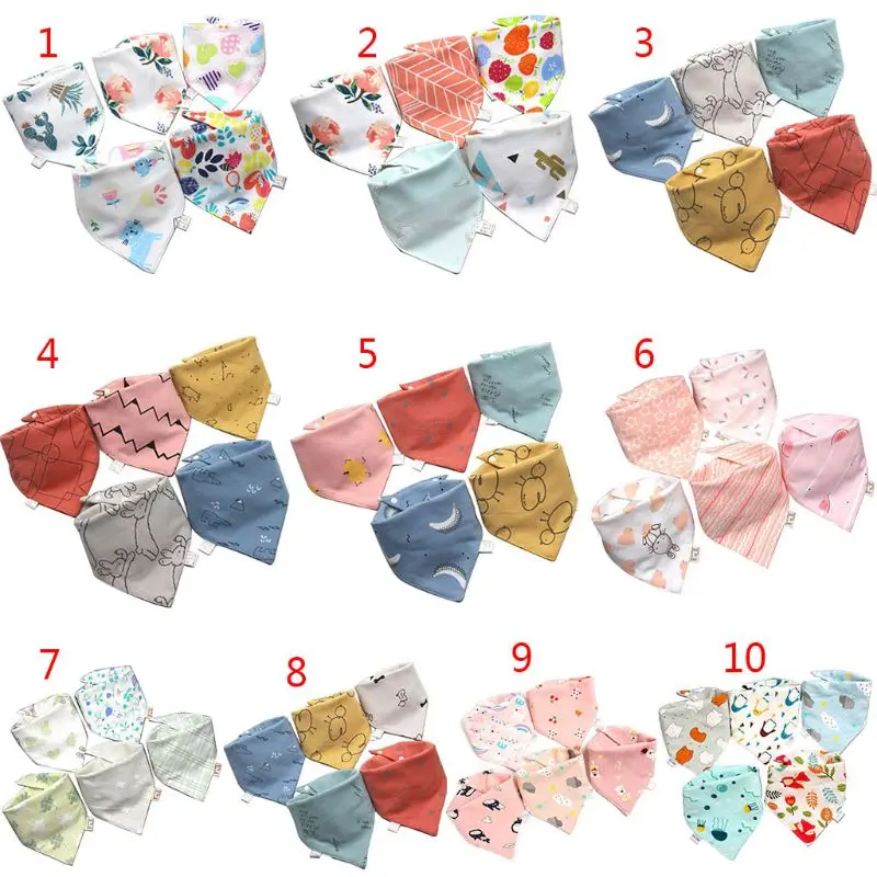 5 Pcs/Pack Baby Feeding Bibs Infant Scarf Towel Bandana Saliva Dribble