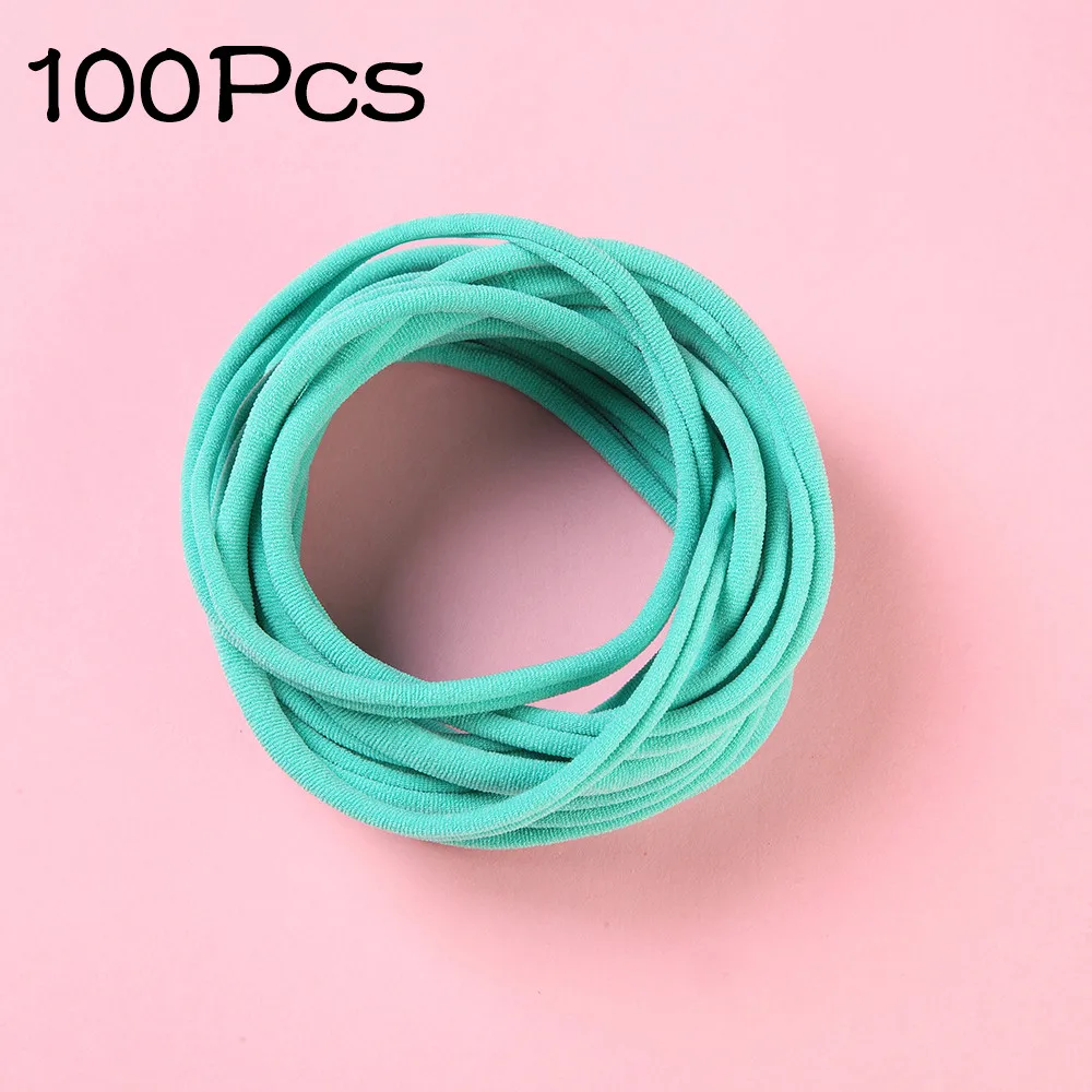 100 stks/partij Baby Meisje Nylon Hoofdband Nieuwe Traceless Rekbare Dunne Skinny Nylon Hoofdbanden Voor Kinderen Pasgeboren Baby Haaraccessoires