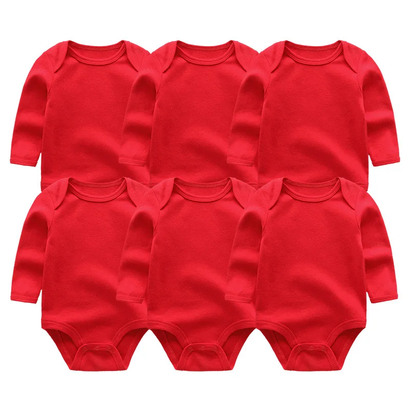 Solid 3/5/6PCS Full Sleeve Unisex Baby Girl Clothes Bodysuit Cotton Newborn Baby Boy Clothes O-Neck Ropa Bebe