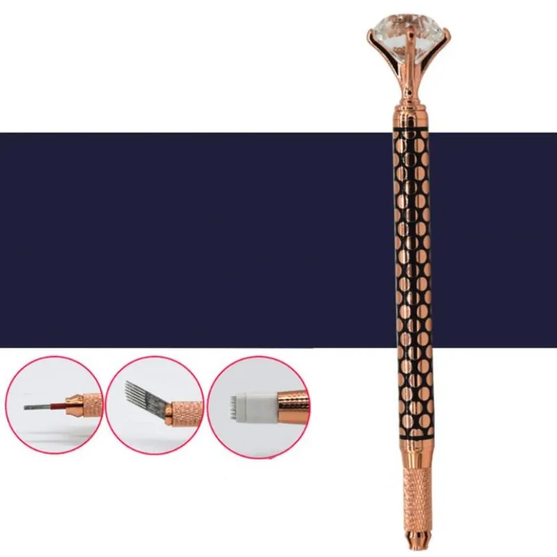 1 قطعة الحاجب دليل القلم ماكينة رسم الوشم التجميلي للماكياج الدائم ثلاثية الأبعاد الحاجب الشفاه التطريز Munsu Tebori مع كريستال الماس