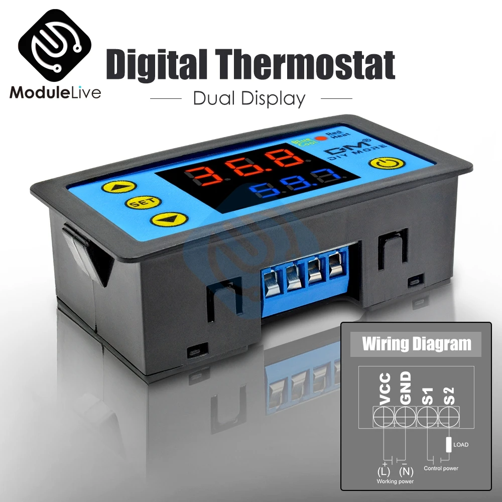 W3231 Temperature Controller Digital LED Dual Display AC 110v-220V DC 12V 24V Thermometer Temp Thermo Controller Ntc Sensor