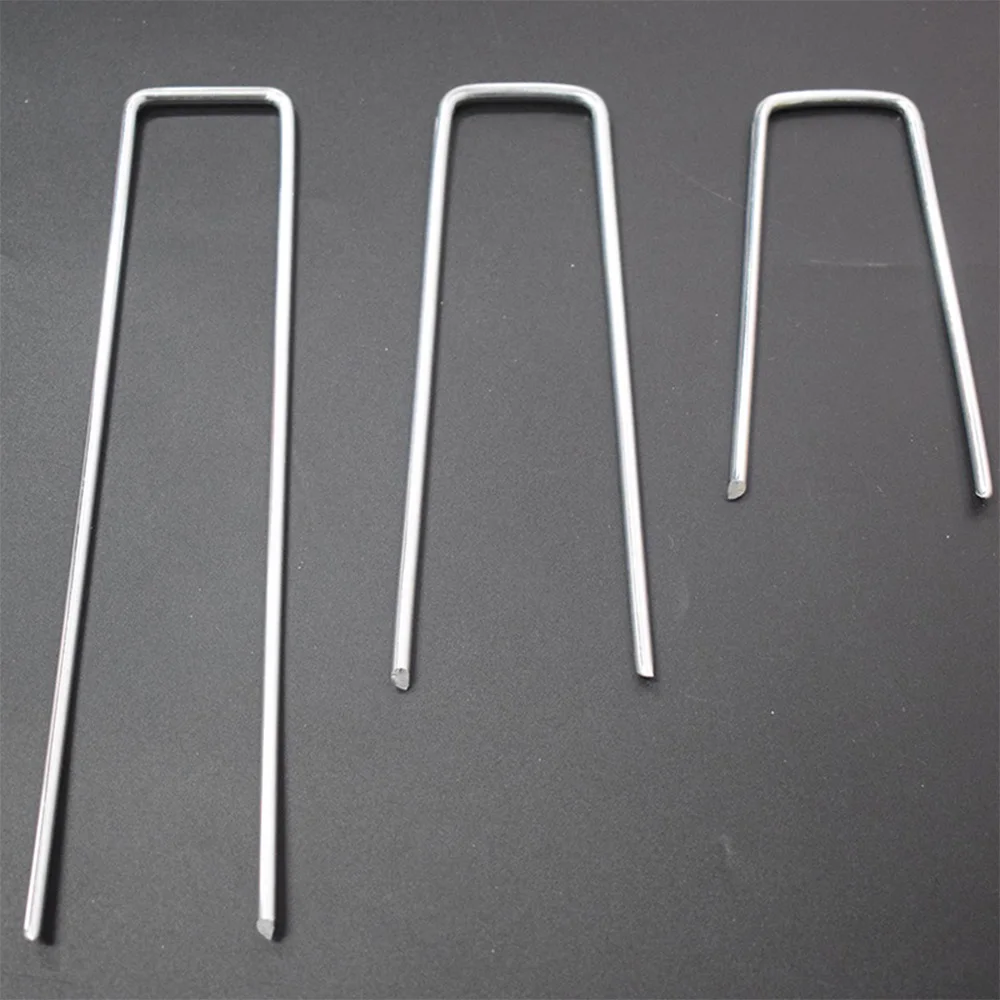 U-Shaped Galvanized Ground Anchors Stakes Pegs Pins Spike for Securing Lawn Farm Sod Weed Barrier Landscape Grass Fabric Netting