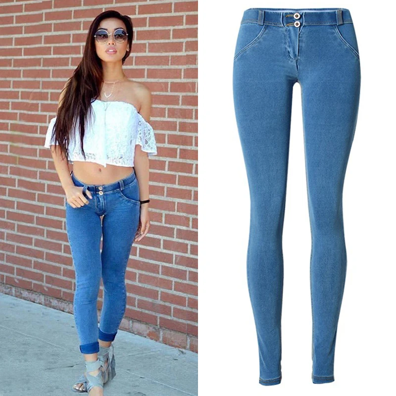 New Stretch Tight Jeans Women Sexy Clothing Low Waist Skinny Denim Pants Push Up Peach Hip Butt Lift Trousers Beautiful Street
