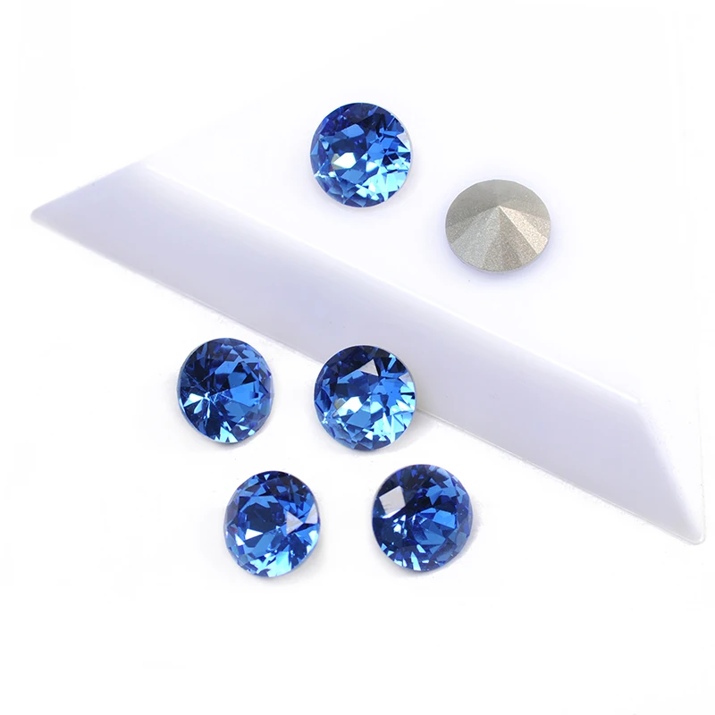 YANRUO 1357 Brilliant Cut Sapphire Pointback Rinestones Cristal Glass Bling Facny Claw Setting