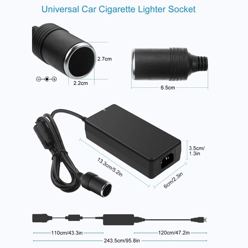 Car Power Converter AC 110V/ 220V to DC 2V Adapter 8A Power Adapter for Cigarette lighter interface