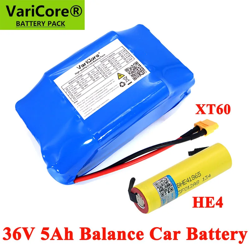 VariCore 36V 5Ah 5000mAh HE4 2500mAh 2 wheel electric scooter self balancing 18650 lithium battery pack for Self-balancing Fits