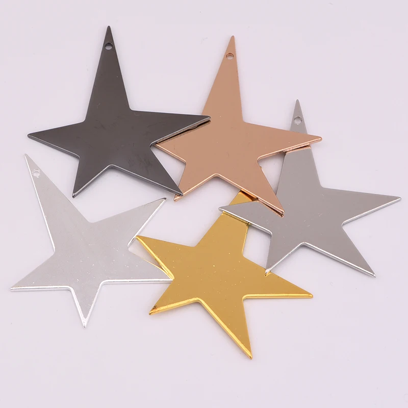 6pcs solid geometric shape five-pointed star earrings necklace pendant with holes for diy making jewelry accessories