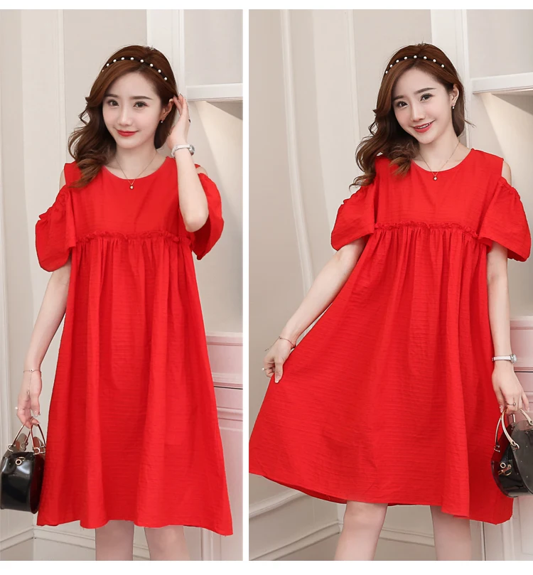 

Summer Fashion Maternity Dresses Clothes For Pregnant Women Clothing Chiffon Dress Short Sleeve 3 Colors Slim Pregnancy Dress