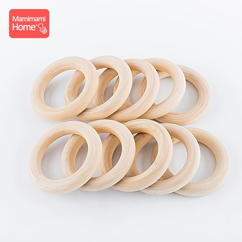 mamihome 20pc Maple Wood Ring Smooth Surface Natural Wood Teething Children Kids DIY Wooden Making Necklace Crafts Accessories