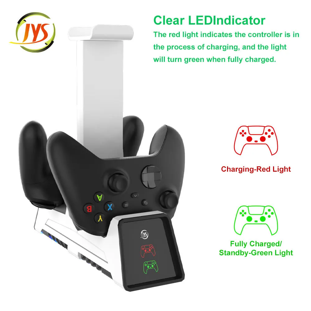 

Clear LED Indicator Charging Dock For PS5 Controller Charging Base For Xbox Gamepad Charger Station With Headphone Stand Holder