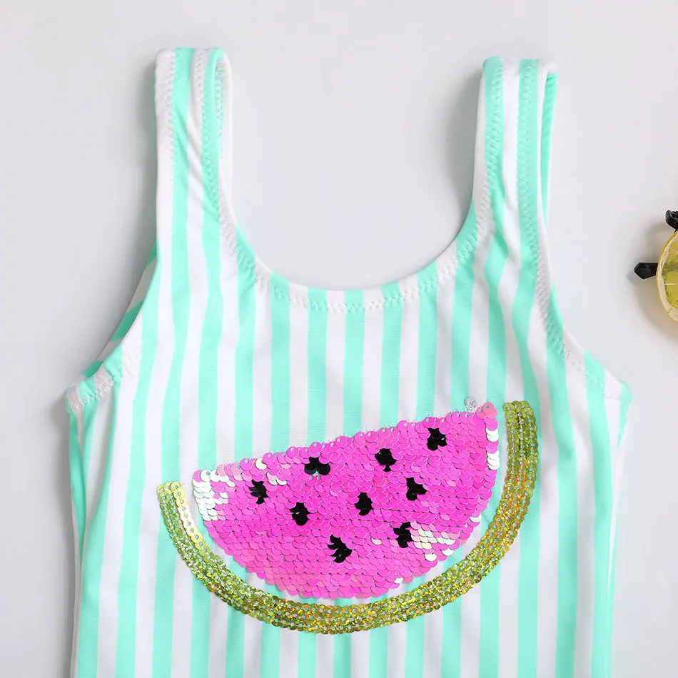 Watermelon Sequins Girl Swimsuit Kids One Piece Children's Swimwear 4-16 Years Girls Bathing Suit Monokini Swim Beachwear 2023