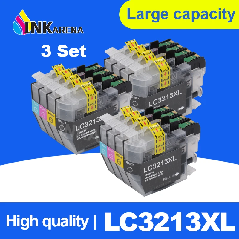 INKARENA 3Set LC 3213 XL Full Ink Cartridge For Brother LC3213 DCP-J772DW DCP-J774DW MFC-J890DW MFC-J895DW Printers 4 Color