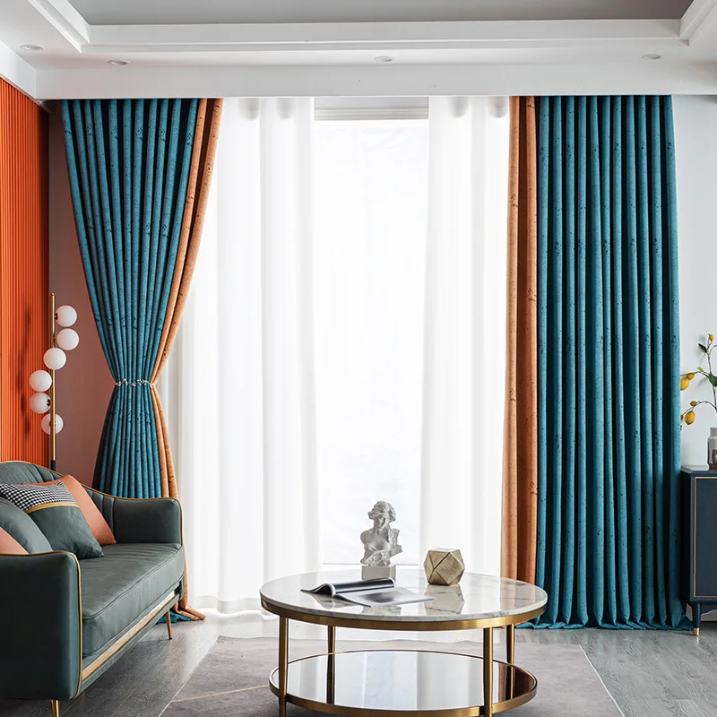 2022 New European Style Modern Minimalist High-precision Stitching Jacquard Curtains Curtains for Living Dining Room Bedroom