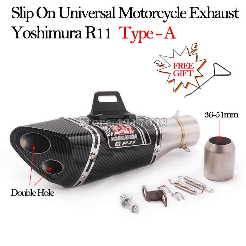 Slip On Universal Yoshimura R11 Motorcycle Exhaust Pipe Modified Escape Moto 51mm For R3 R6 S1000RR Ninjia400 ER6N Z900 CBR250RR