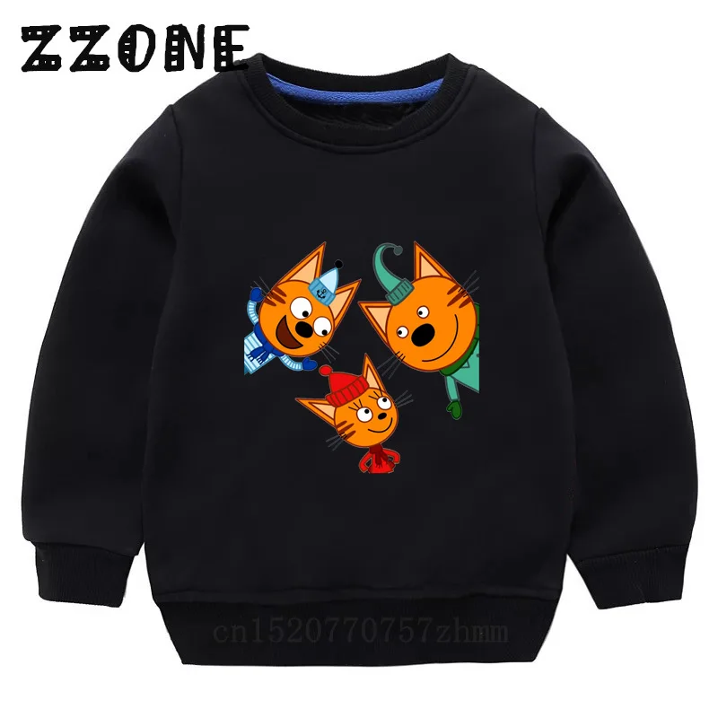 Kid-e-cats Three Kitten Russian Cartoon Kids Sweatshirts Children Hoodies Funny Baby Pullover Tops Girls Boys Clothes,KYT5411