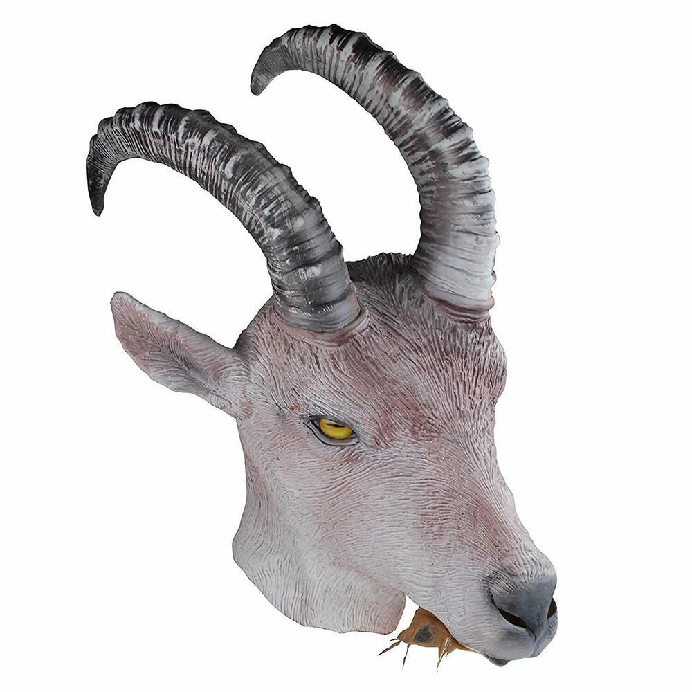 Goat Antelope Animal Head Mask Latex Sheep Farmyard Full Overhead Mask Rubber Halloween Party Costumes