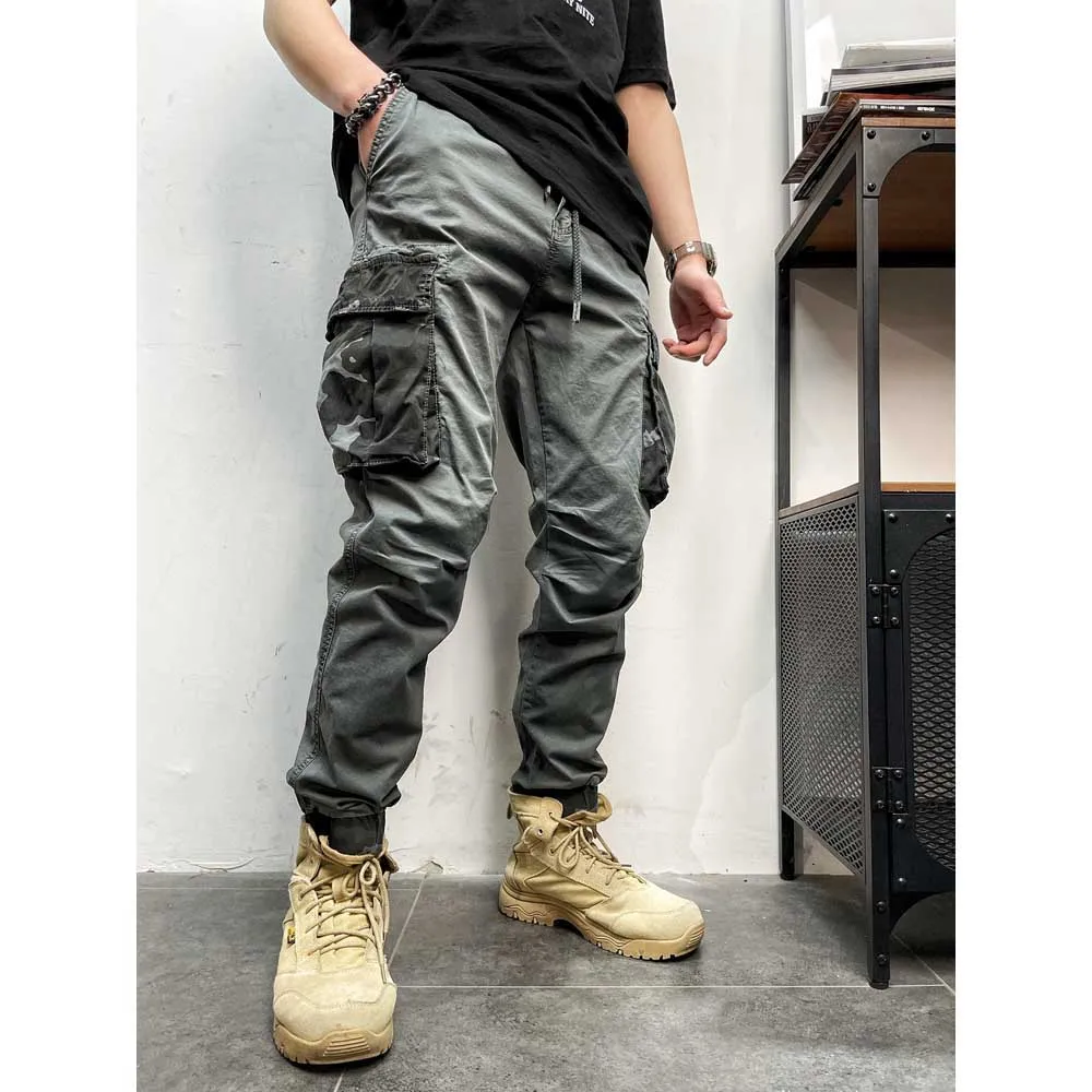 Retro Camouflage Slim Fit Cargo Pants Men Casual Harem Trousers Military Style Tactical Joggers Streetwear Clothing