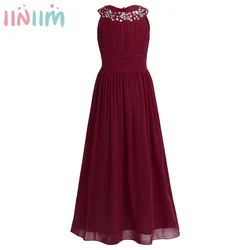 iiniim Kids Teen Chiffon Summer Girls Formal Dress Party Dresses Flower Vestido 10 Years Prom Dress Wedding Birthday Party Dress