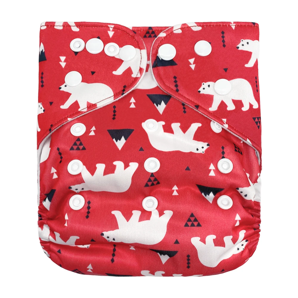 Dotoo-pañal de bolsillo ajustable lavable con estampado de oso azul, pañal de tela con broches de doble fila para bebé de 3-15KG