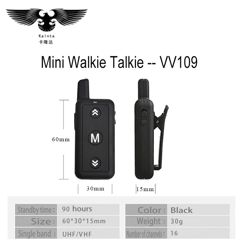 2 pcs Micro Mini Walkie Talkies UHF 400-470 MHz  IP67 Waterproof Walkie Talkie Professinal 2-way Radio Communicator Transceiver