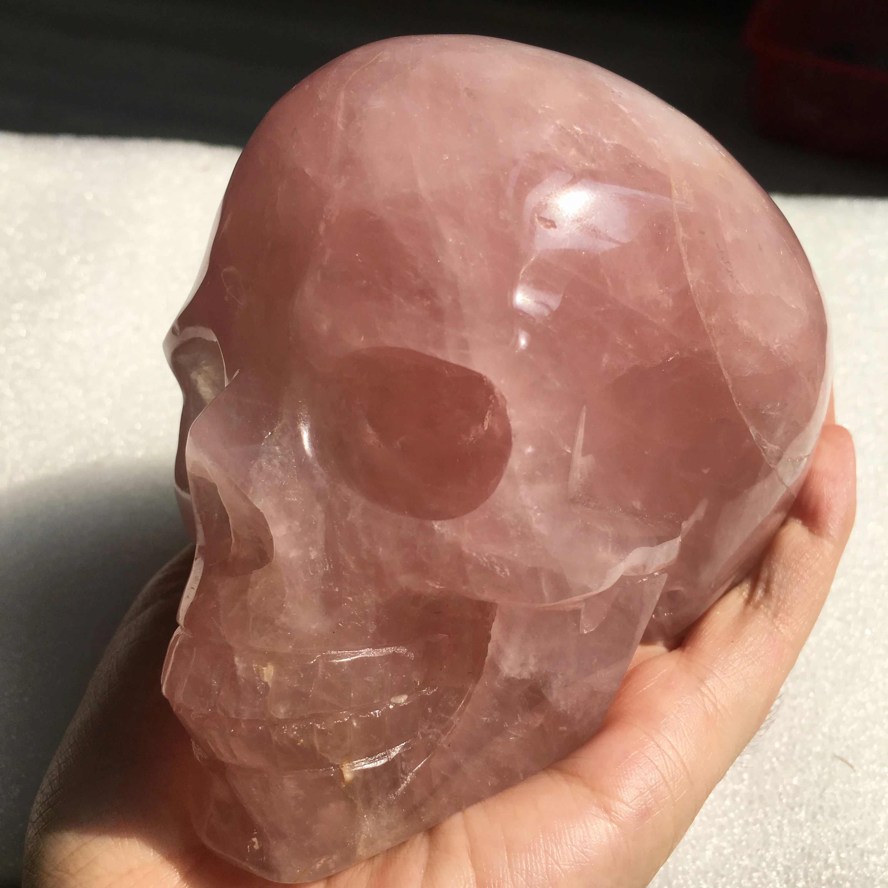 

1kg Natural Rose Quartz Crystal Hand Carved Skull Carving Reiki Healing Skulls For Decorate