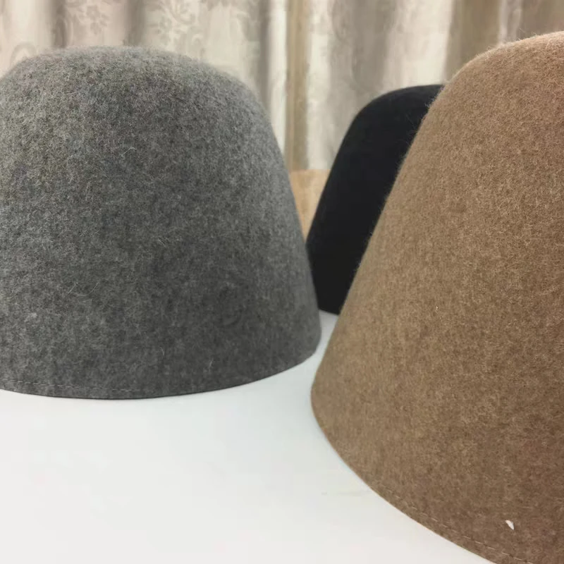 Autumn Winter Fashion Women Pure 100%Wool Fedoras Bucket Cap Visor Folding Fishing Bucket Hat High Quality Fashion Felt Hat