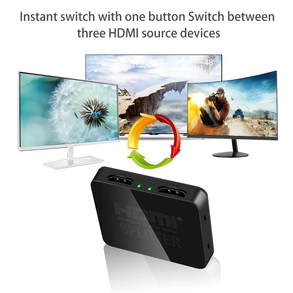 Kebidu 1 in 2 out 1080p 4K 1x2 HDCP striptizerka 3D Splitter wzmacniacz sygnału Audio wideo dystrybutor dla projektorów