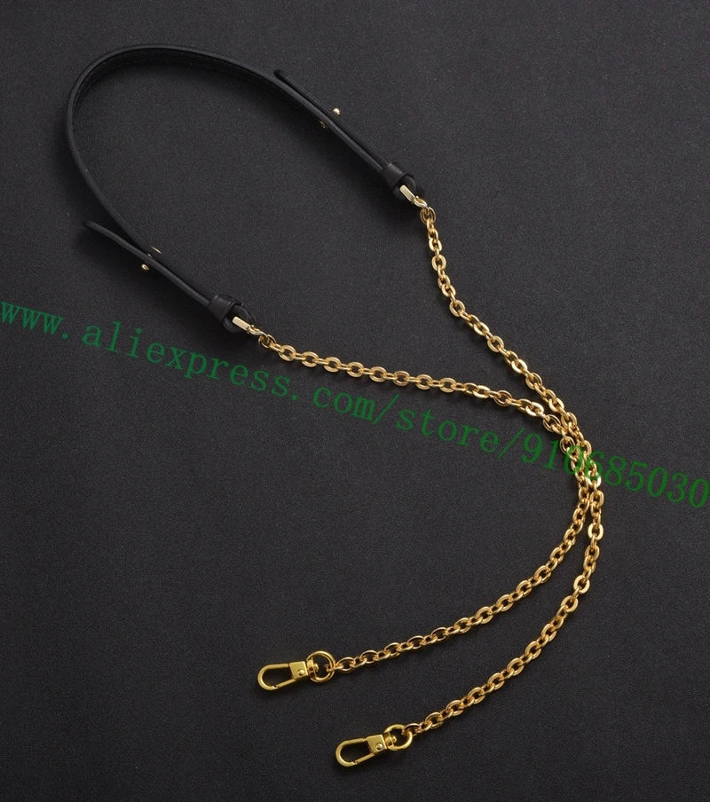 

Black Vegetable Tanned Calf Leather Silvery Metal Chain Shoulder Strap For Designer Women Handbag Lady Bag Parts Substitute