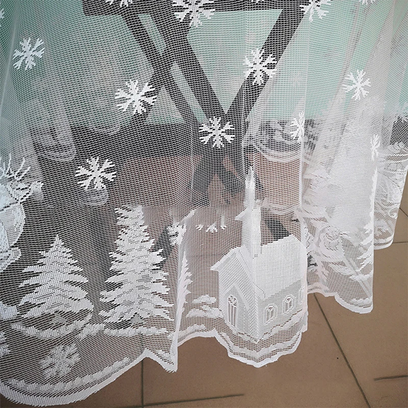 Holaroom-Mantel de encaje blanco de macramé, redondo mantel/rectangular de Papá Noel, cubierta de mesa de boda, cena de Navidad, fiesta, decoración del hogar