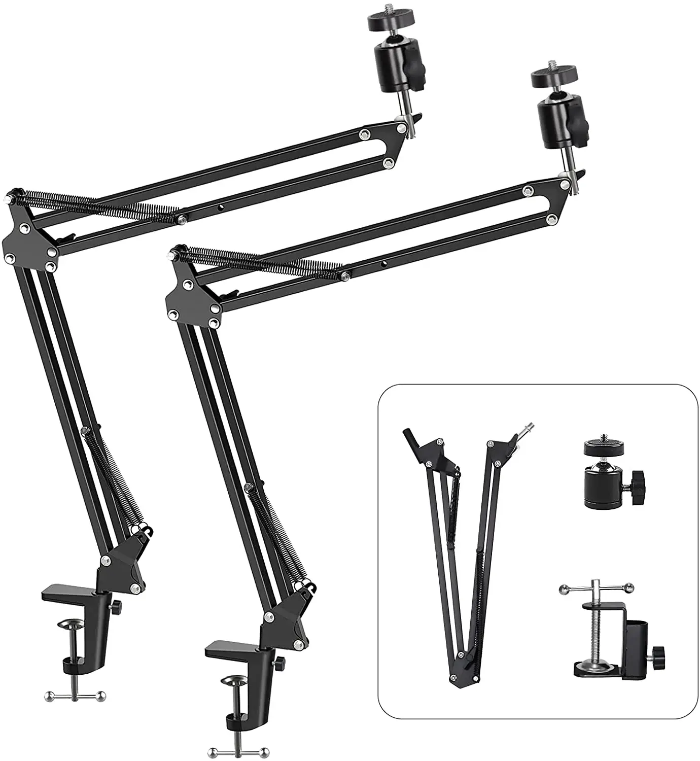 Desktop Mic Arm Stand Verstelbare tafelstandaards met 3/8'' microfoonclipstandaard voor webcamlicht, ringlicht, videolamp