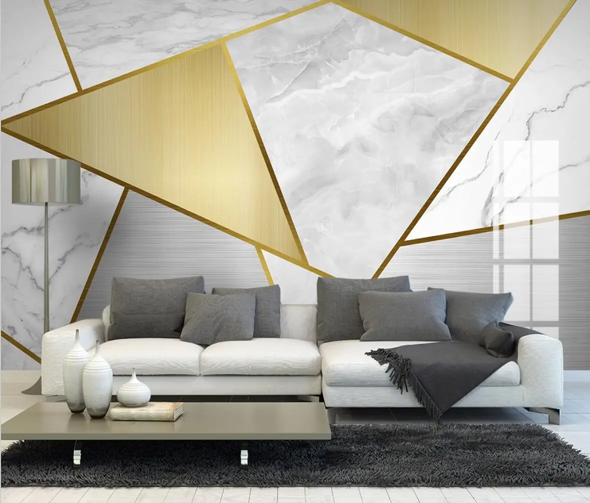 beibehang custom Geometric Jazz White Marble Mural Wallpaper 3D Landscape Living Room TV Study Art Papel De Parede wall paper