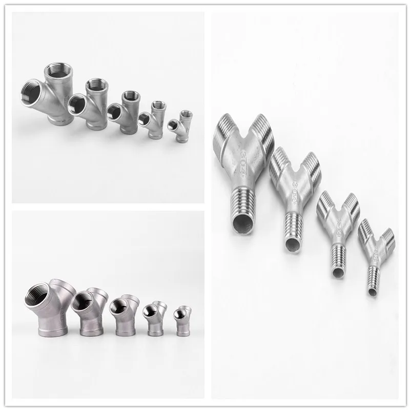 

1PCS 304 Stainless Steel Y Shape 3 Ways Joint 1/4 3/8 1/2 3/4 1" 2" BSP Female/Male Thread One Split Two Way Water Pipe Fittings